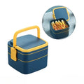 BLUE DOUBLE-LAYER PORTABLE LUNCH BOX