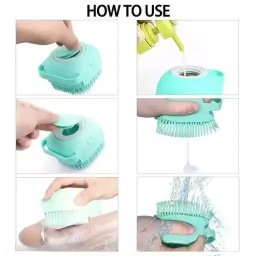 Silicone Pet Bath Brush with Shampoo Dispenser