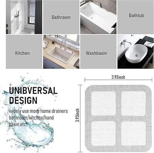 10 Pcs Shower Drain Mesh Stickers | Disposable Hair Catcher Drain Covers | Bathroom Floor Drain Filter for Sink, Bathtub, Laundry & Kitchen
