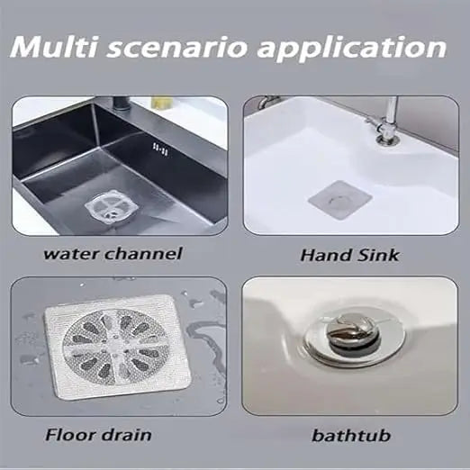 10 Pcs Shower Drain Mesh Stickers | Disposable Hair Catcher Drain Covers | Bathroom Floor Drain Filter for Sink, Bathtub, Laundry & Kitchen