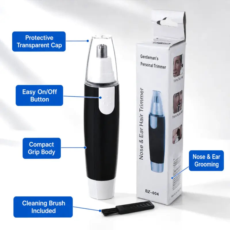 Portable Ear & Nose Hair Trimmer | Battery Operated Painless Nose & Ear Hair Remover | Precision Facial Grooming Trimmer for Men & Women