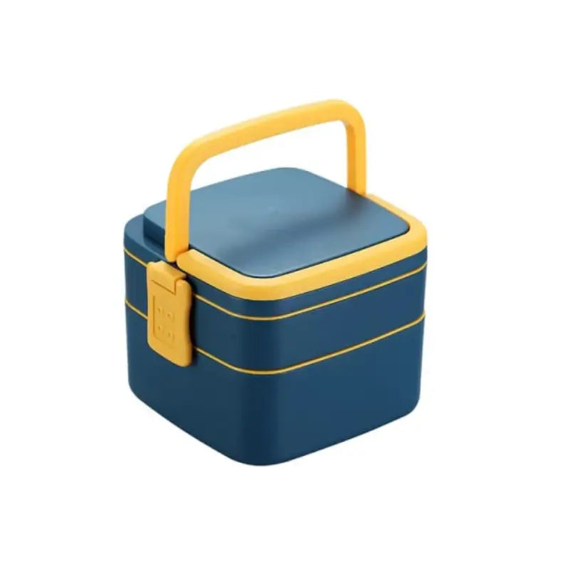 BLUE DOUBLE-LAYER PORTABLE LUNCH BOX