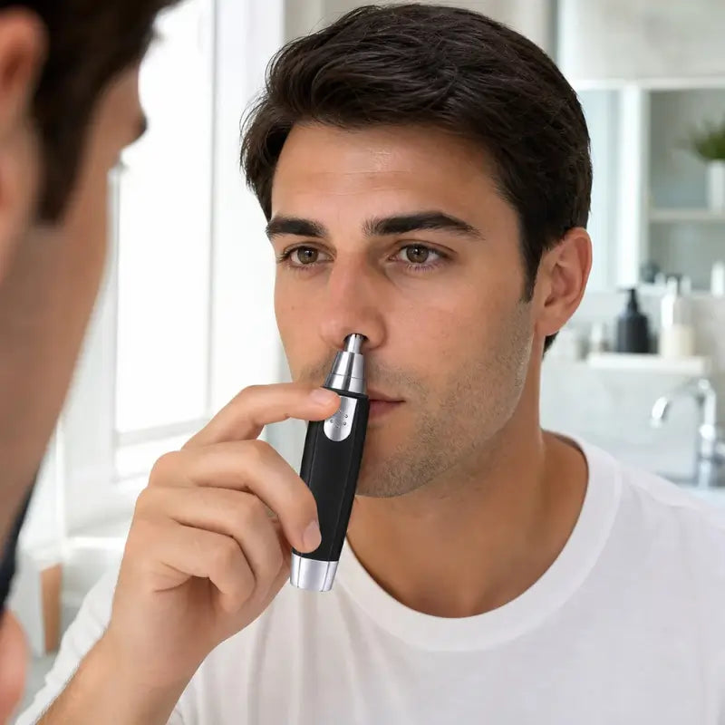 Portable Ear & Nose Hair Trimmer | Battery Operated Painless Nose & Ear Hair Remover | Precision Facial Grooming Trimmer for Men & Women