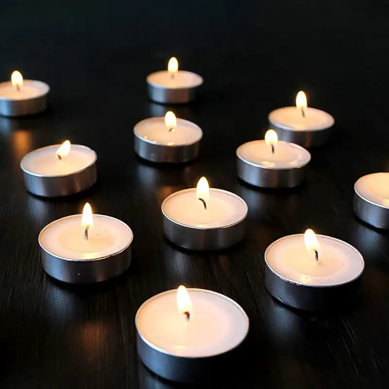 Smokeless Tealight Candles – Long Burning Unscented Tea Light Candles for Diwali, Home Décor, Parties & Festivals (Pack of 50)