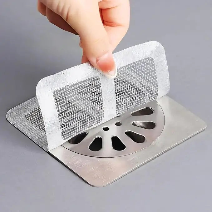 10 Pcs Shower Drain Mesh Stickers | Disposable Hair Catcher Drain Covers | Bathroom Floor Drain Filter for Sink, Bathtub, Laundry & Kitchen