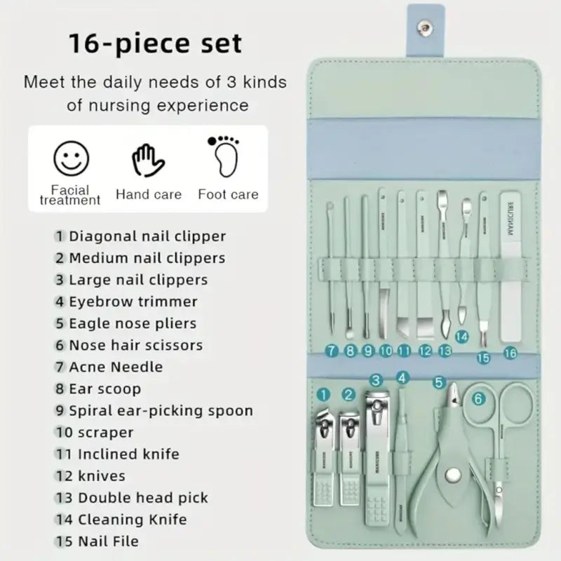 Professional 16 in 1 Steel Manicure Pedicure Kit