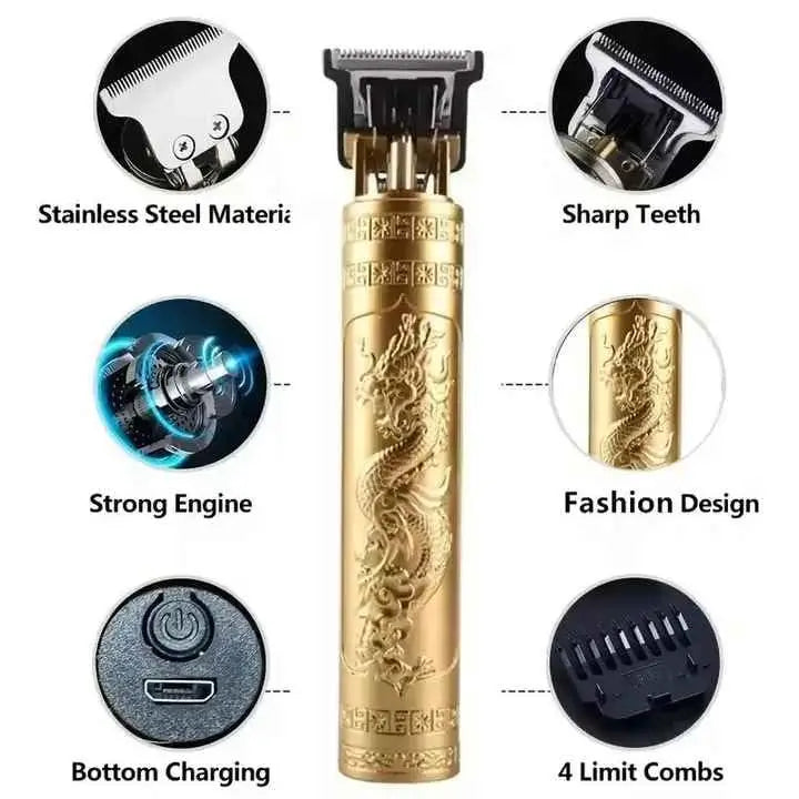 Vintage T9 Metal Body Trimmer – Rechargeable Beard & Hair Clipper